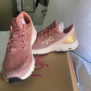 NWT Ryka Womens Devotion X Mauve and Gold Walking Shoes Size 8